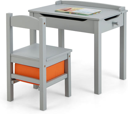 Kids Table and Chair Set with Hidden Space and Hook