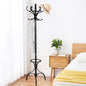 GiantexUK Rotating Coat Hat Rack, Wooden Freestanding Clothes Hanger with 12 Hooks