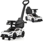 3-in-1 Ride on Push Car with 2 Universal Wheels, Music Steering, Guardrail and Handlebar