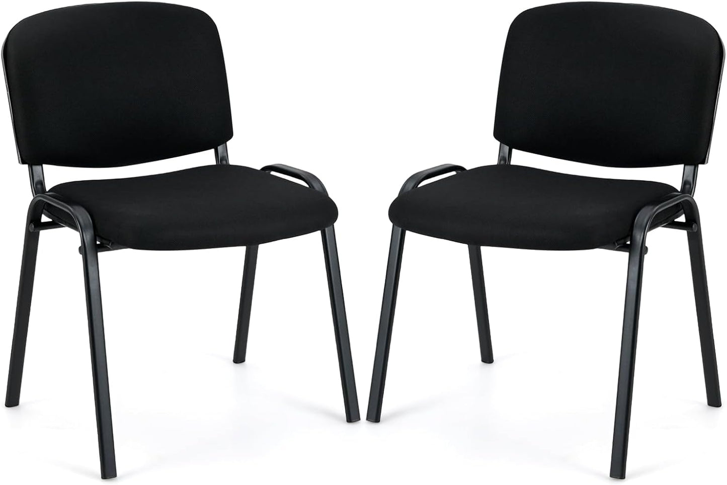 Set of 5 Stackable Reception Guest Chairs with Waterfall Seat and Metal Frame