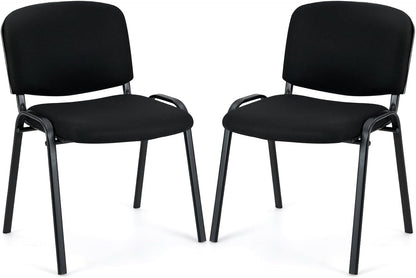 Set of 5 Stackable Reception Guest Chairs with Waterfall Seat and Metal Frame