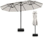 4.5m Outdoor Extra Large Double-Sided Parasol with Base & 12 Metal Ribs