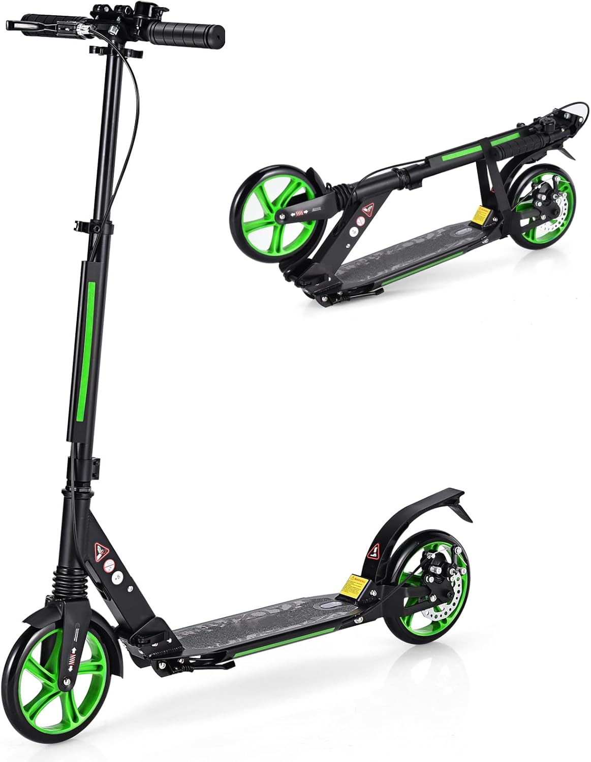 Folding Kick Scooter, 3 Heights Adjustable City Scooters with Big Wheels