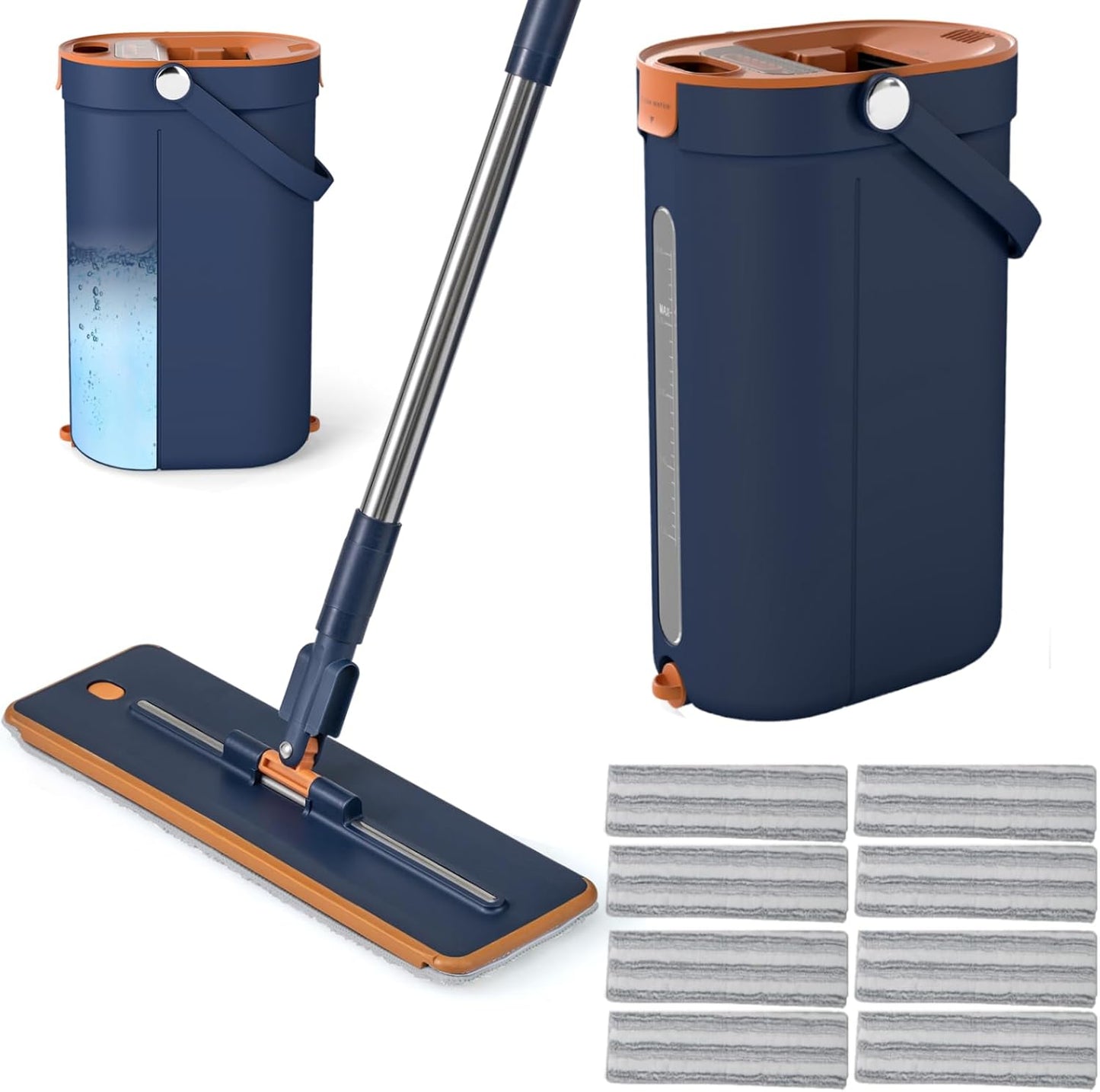 Mop and Bucket Set with Wringer 3-Tank Flat Floor Mop & Bucket System
