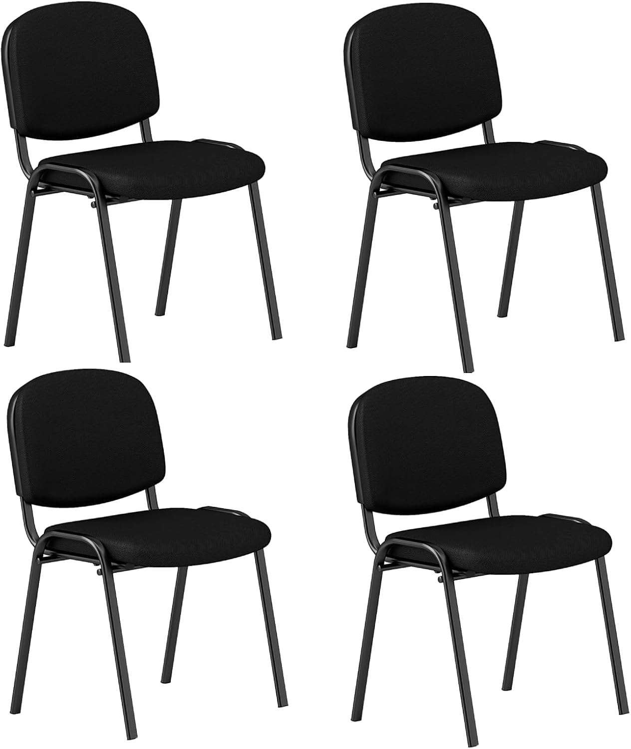 Set of 5 Stackable Reception Guest Chairs with Waterfall Seat and Metal Frame