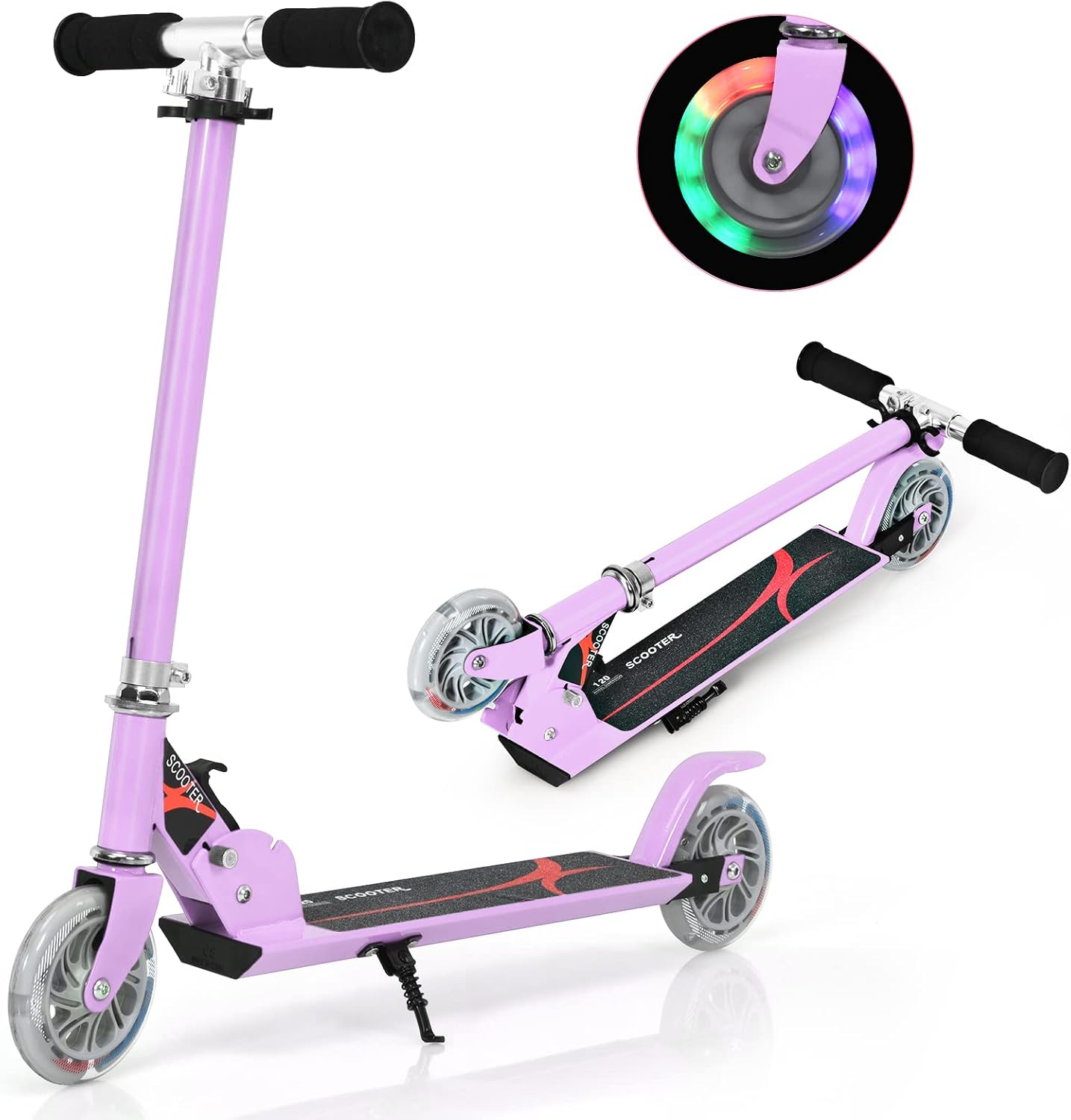 Kids Kick Scooter, Light Up LED 2 Wheeled Scooters for Ages 4 to 13 Children Girls Boys