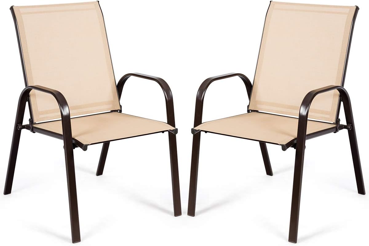 2 Piece Patio Outdoor Camping Chairs Set with Breathable Fabric