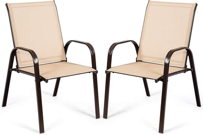 2 Piece Patio Outdoor Camping Chairs Set with Breathable Fabric