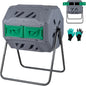 GiantexUK 160L Garden Tumbling Composter, Dual Chamber Compost Tumbler Bin with 2 Sliding Doors