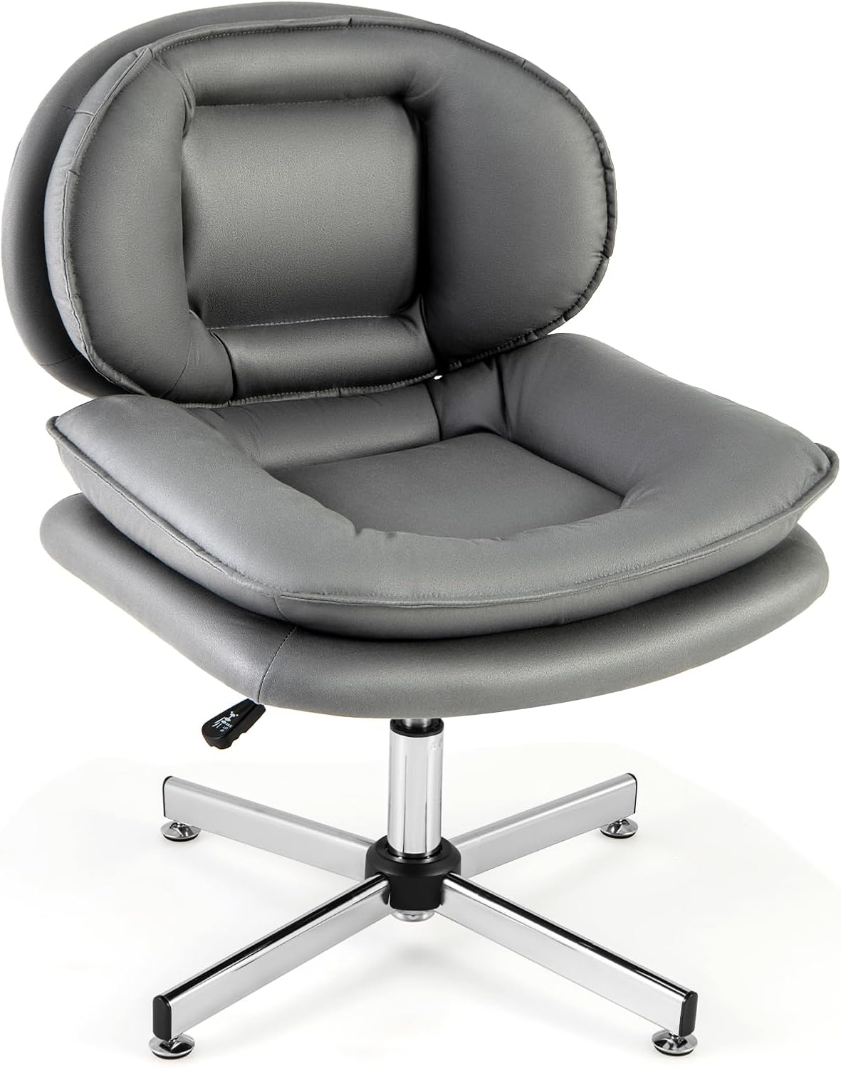 Armless Office Chair with Double Padded Back and Criss Cross Metal Base