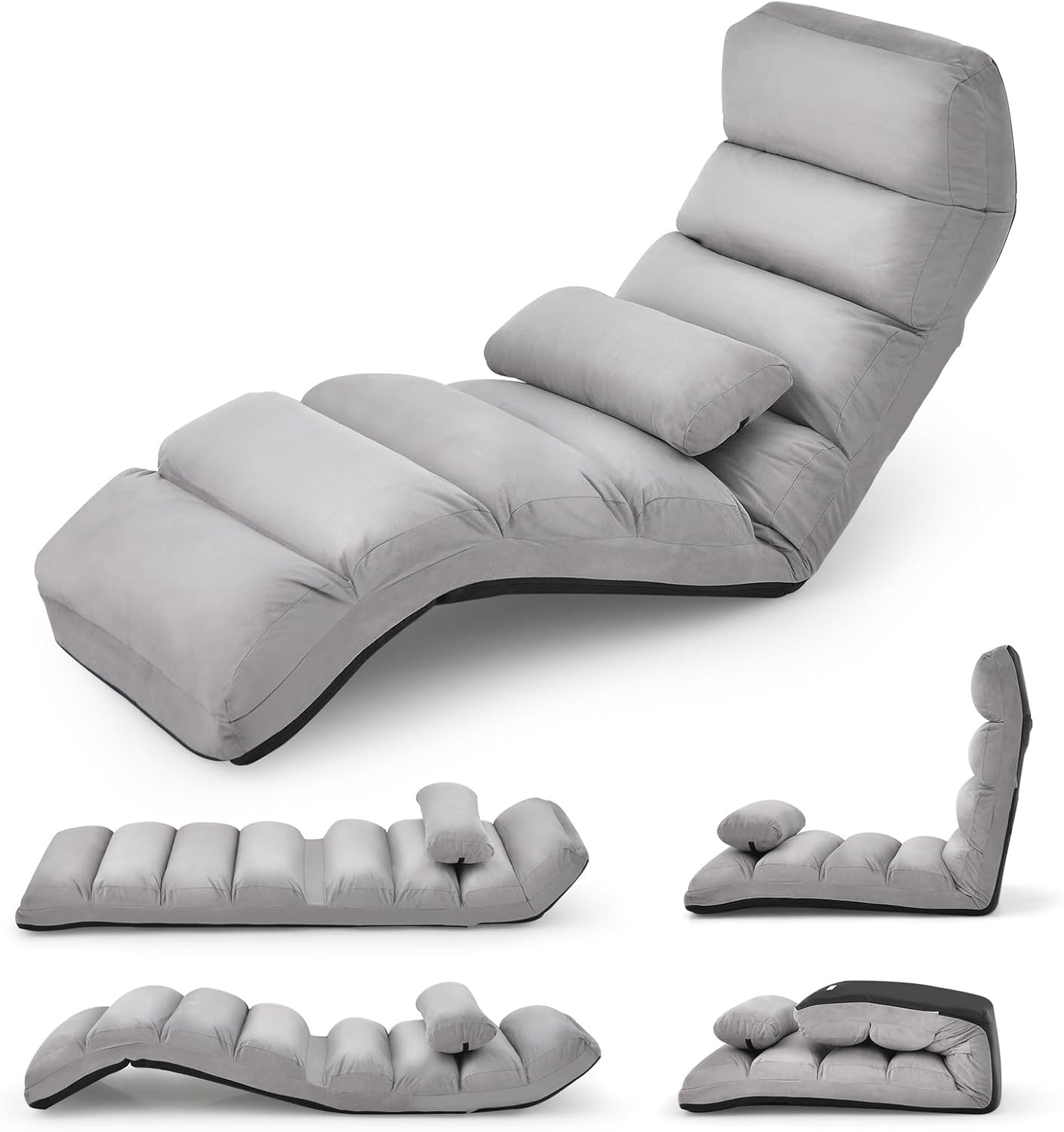 Folding Sofa Bed, 5-Position Adjustable Lazy Floor Sofa Chair Bed