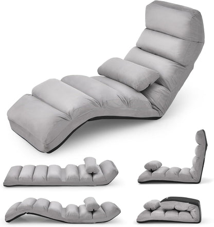 Folding Sofa Bed, 5-Position Adjustable Lazy Floor Sofa Chair Bed