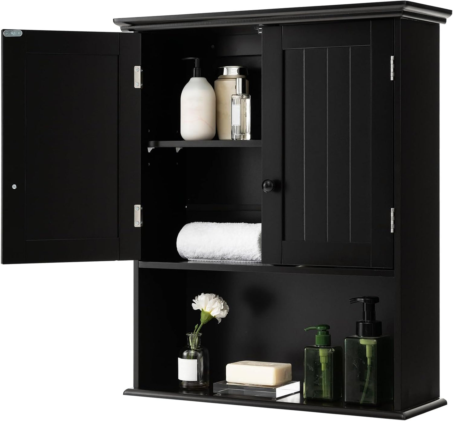 Wooden Wall Mounted Medicine Cabinet with Double Door