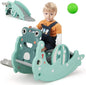 3-in-1 Kids Slide Rocking Horse Set Convertible with Basketball Hoop
