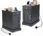 End Table Narrow Nightstand Bedside Table with Charging Station