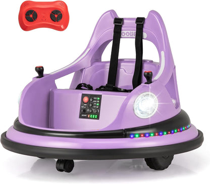 12V Kids Ride On Bumper Car with Dual Joysticks and 5 Light Effects