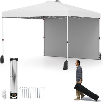 3 x 3 m Pop up Canopy Tent with 1 Sidewall Wheeled Bag
