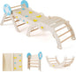 7 in 1 Kids Climbing Frame, Wooden Toddler Climbing Set with Reversible Ramp