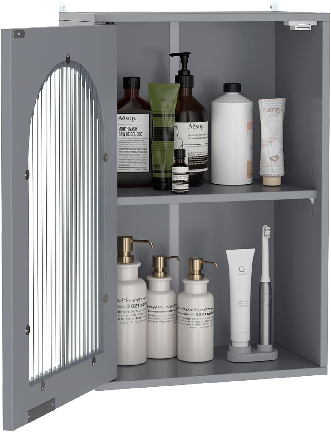 Bathroom Wall Cabinet, Wall-Mounted Wooden Storage Cupboard