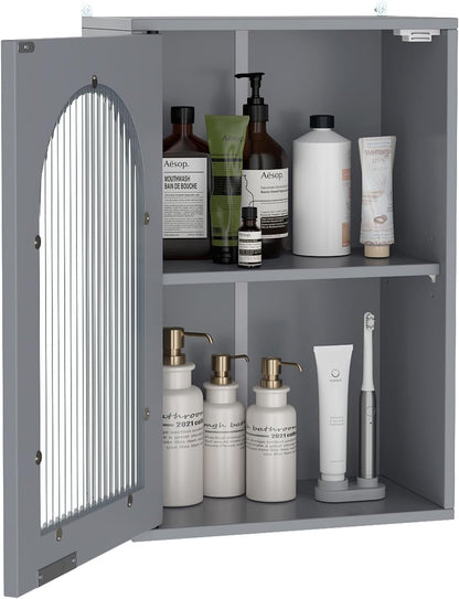 Bathroom Wall Cabinet, Wall-Mounted Wooden Storage Cupboard