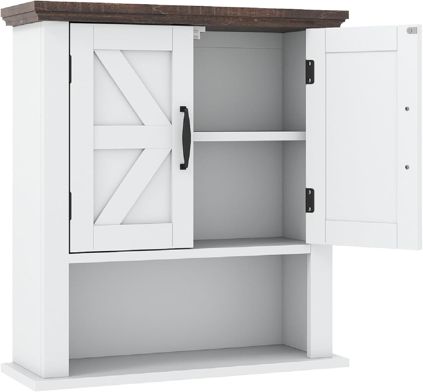Farmhouse Wall Mounted Bathroom Cabinet with Adjustable Shelf