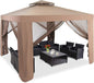 3m x 3m Outdoor Gazebo with Zipped Mesh Side Walls