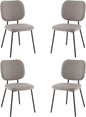 GiantexUK Dining Chairs Set of 2/4, Upholstered Linen Fabric Kitchen Chairs with Metal Legs, Padded Seat & Backrest, without Armrest