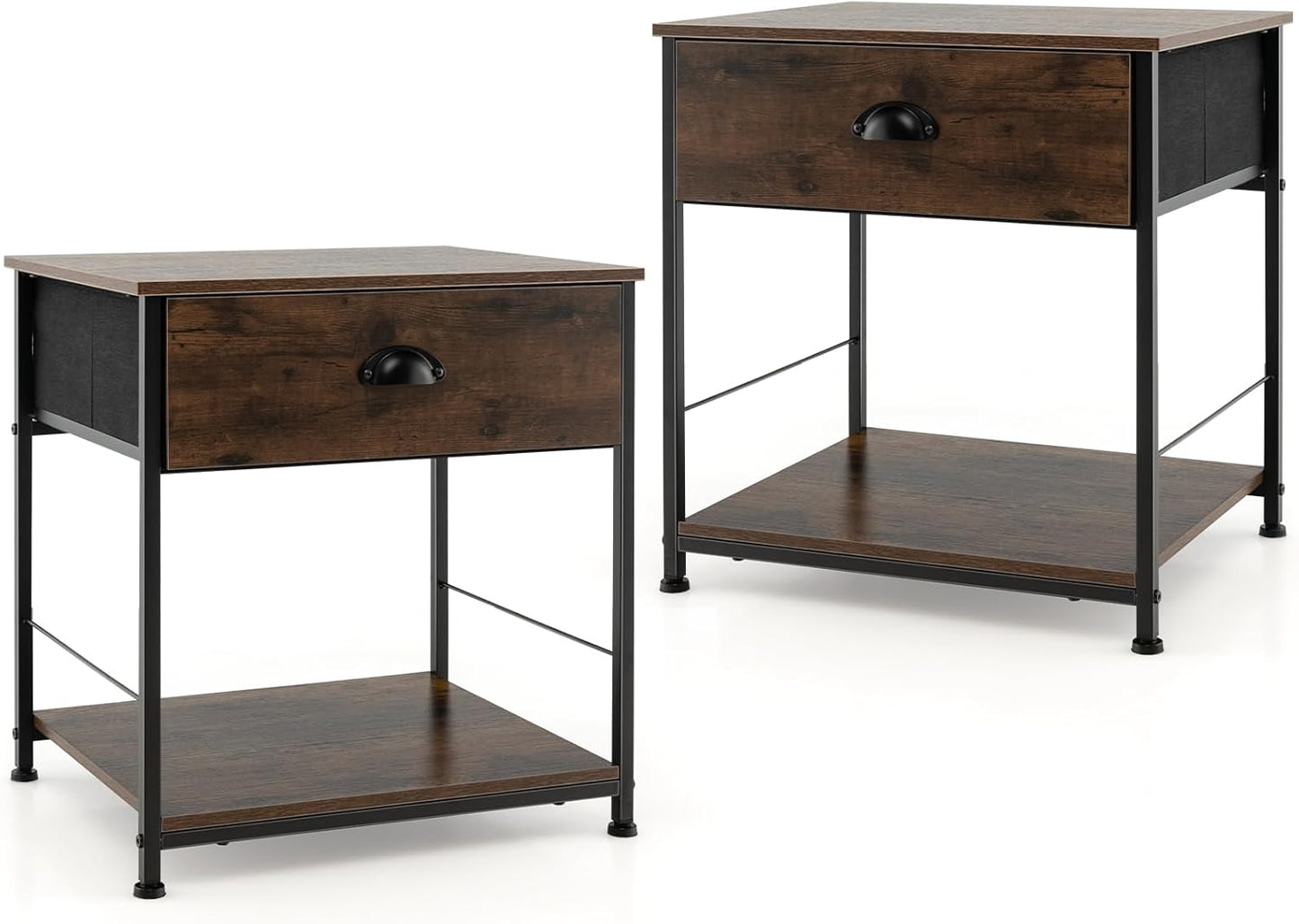 2-tier Nightstand Bedside End Sofa Coffee Table for Bedroom Living Room