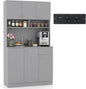 6 Door Buffet Pantry Storage Cabinet with Outlets