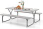 8 Seater Outdoor Heavy Duty Picnic Table and Bench Set with Umbrella Hole