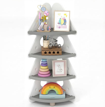 4-Tier Kids Corner Bookshelf for Kids Room and Nursery Playroom