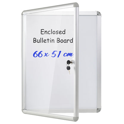 66 x 51 cm Enclosed Bulletin Board with Locking Door and Aluminum Alloy Frame