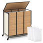 66CM Tall Rolling Laundry Hamper with 3 Sections and Lid and Lockable Wheels
