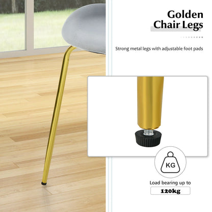 Set of 2 Velvet Dining Chair with Gold Metal Legs