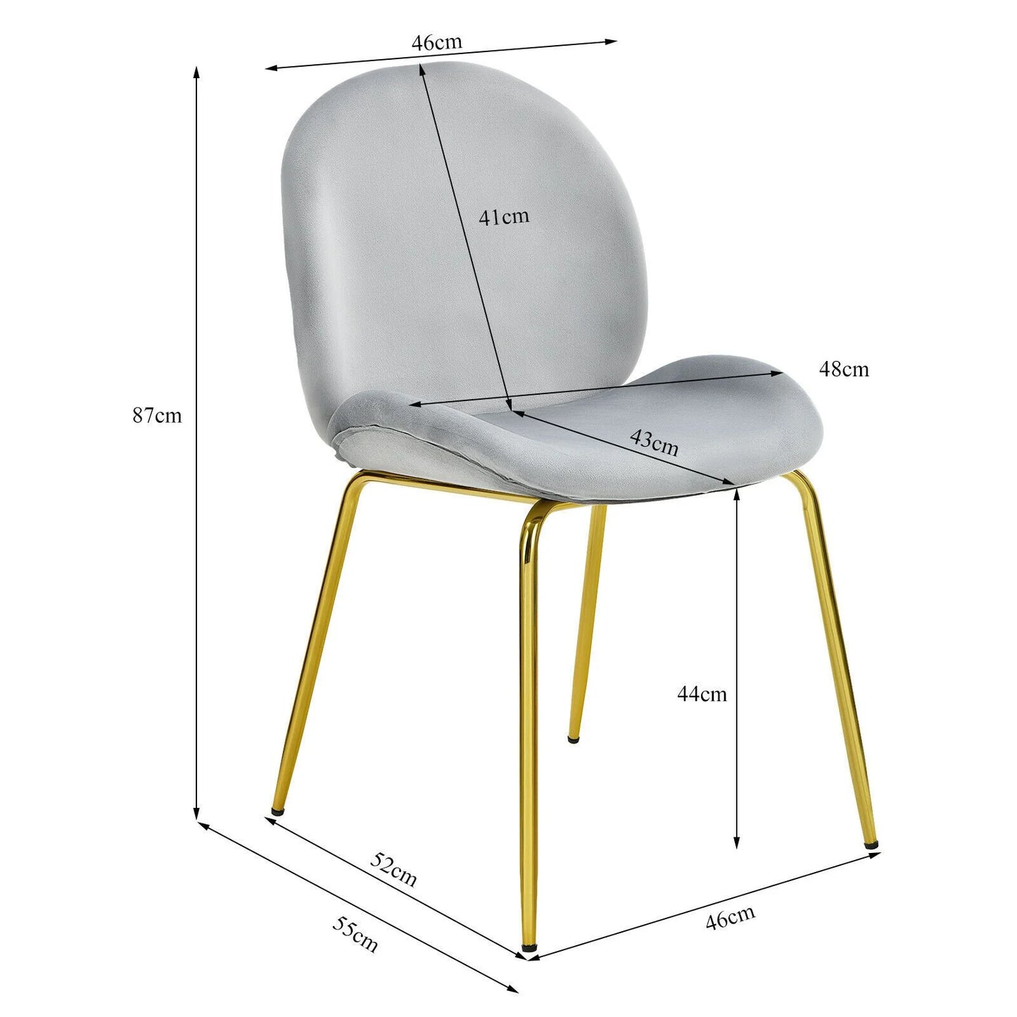 Set of 2 Velvet Dining Chair with Gold Metal Legs