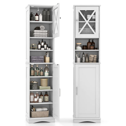 Freestanding Storage Cupboard with 5 Adjustable Shelves and 2 Doors