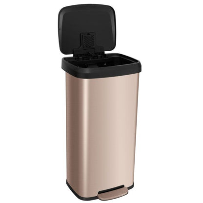 GiantexUK 68L Recycling Pedal Bin, Stainless Steel Rectangular Trash Bin with Silent Soft Close Lid & Pedal