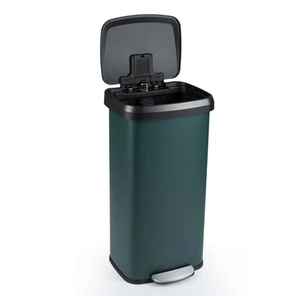 GiantexUK 68L Recycling Pedal Bin, Stainless Steel Rectangular Trash Bin with Silent Soft Close Lid & Pedal