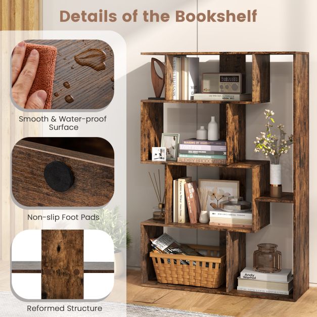 6-Cube Open-back Geometric Bookshelf with Anti-tip Kits