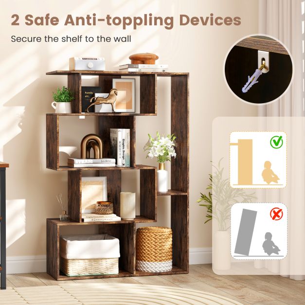 6-Cube Open-back Geometric Bookshelf with Anti-tip Kits
