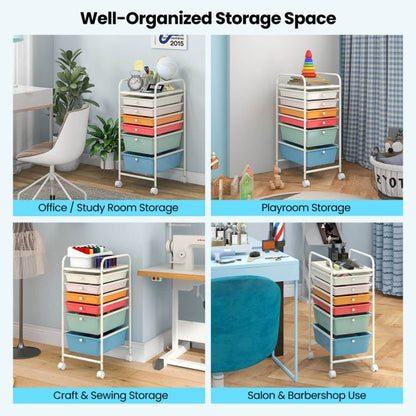 6 Drawers Storage Trolley with 4 Wheels for Makeup Beauty Salon