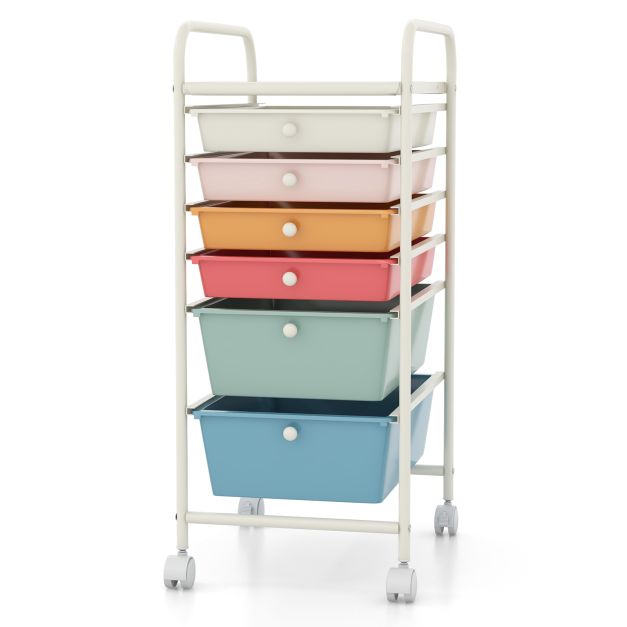 6 Drawers Storage Trolley with 4 Wheels for Makeup Beauty Salon