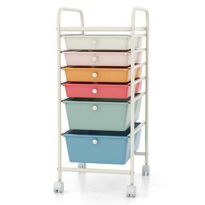 6 Drawers Storage Trolley with 4 Wheels for Makeup Beauty Salon