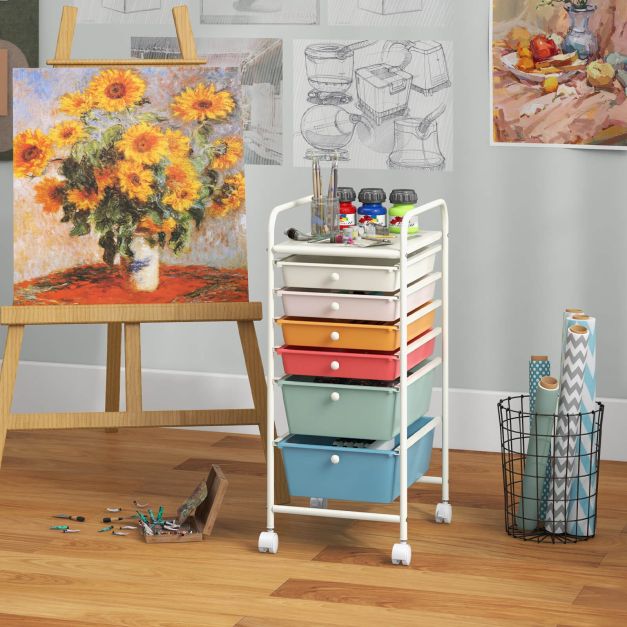 6 Drawers Storage Trolley with 4 Wheels for Makeup Beauty Salon