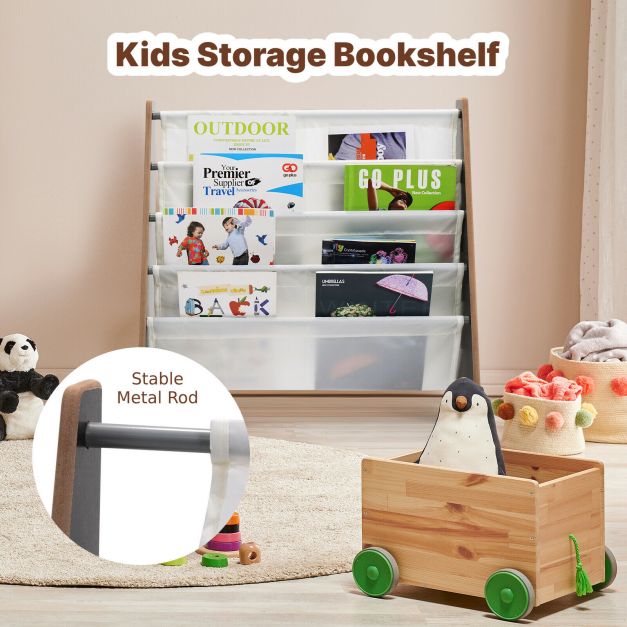 4 Tier Children Bookshelf Magazine Rack Organiser