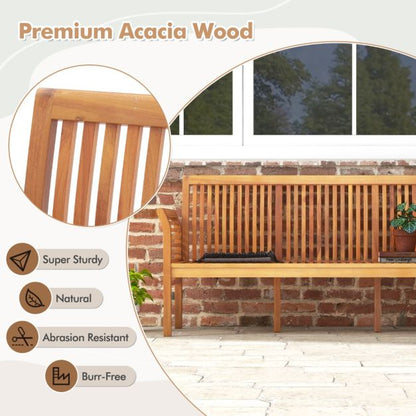 3 Person Porch Bench with High Backrest and Seat Cushion