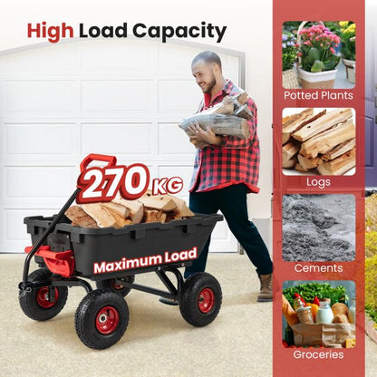 Garden Dump Cart with Adjustable Handle and Quick Dump Design