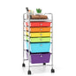 GiantexUK 6 Drawers Storage Trolley, Multipurpose Utility Rolling Cart on Wheels, Plastic Shelving Organizer Unit (6 Drawers, Transparent)