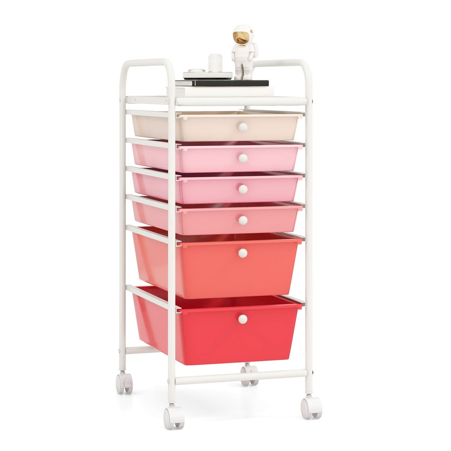 GiantexUK 6 Drawers Storage Trolley, Multipurpose Utility Rolling Cart on Wheels, Plastic Shelving Organizer Unit (6 Drawers, Transparent)