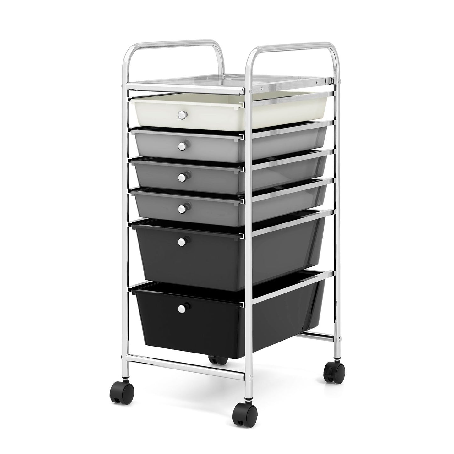 GiantexUK 6 Drawers Storage Trolley, Multipurpose Utility Rolling Cart on Wheels, Plastic Shelving Organizer Unit (6 Drawers, Transparent)